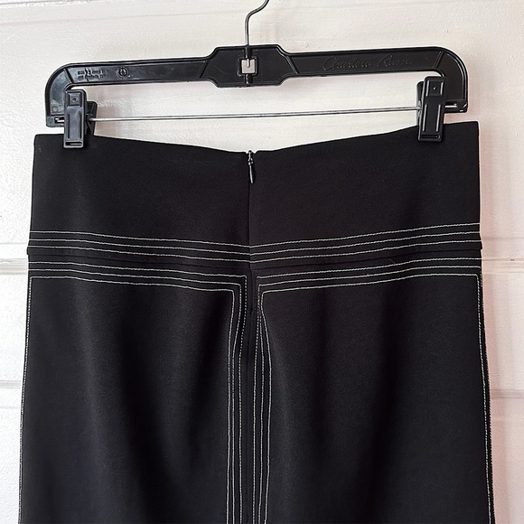 Vintage Express Black High Waist Bodycon Pencil Skirt Contrast Stitching Stretch - Picture 5 of 15